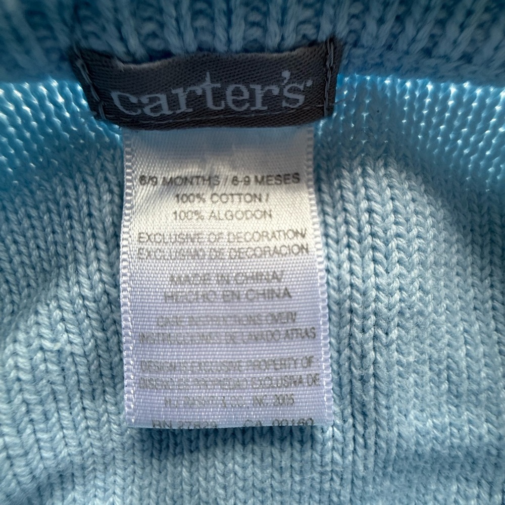 Carters Baby Boy Cotton Lightweight light blue sweater - Picture 3 of 4